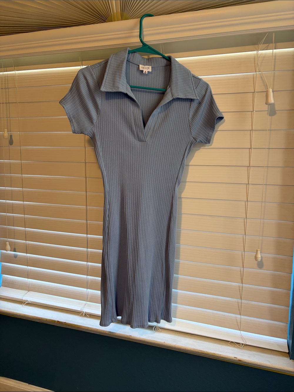 Le Lis Light Blue Ribbed Polo Mini Dress